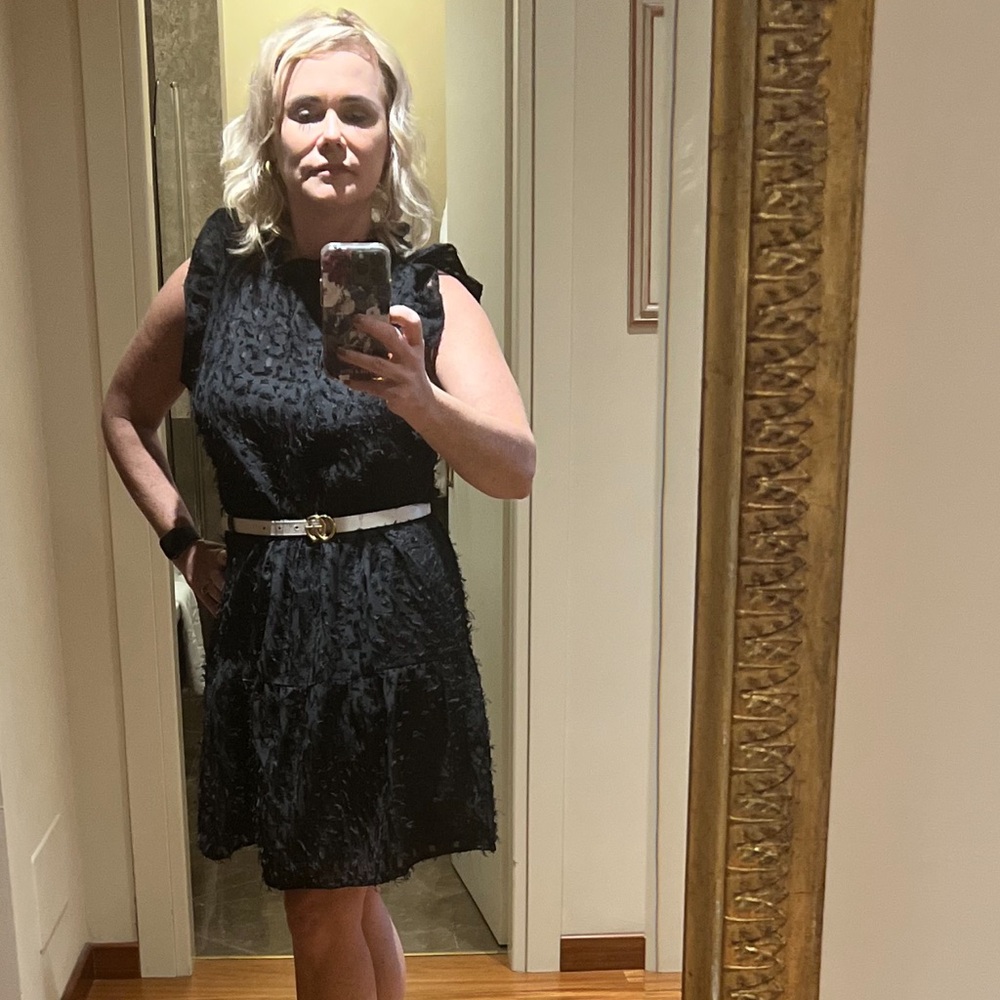 black THML Midi tiered ruffle dress